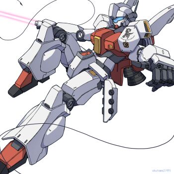 artist_name assault_visor blue_visor commentary_request energy_sword gundam gundam_gquuuuuux highres holding holding_sword holding_weapon jegan mecha mecha_focus mobile_suit no_humans okutama_tarou radio_antenna robot science_fiction simple_background solo sword thrusters weapon white_background wire