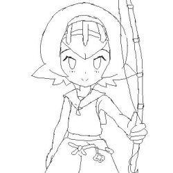 1girl :3 animated calamity33 chibi english_text female_focus fishing_rod holding holding_fishing_rod lana_(pokemon) looking_at_viewer monochrome nintendo pedophile pixel_art pokemon pokemon_sm short_hair sketch sleeveless smile solo video