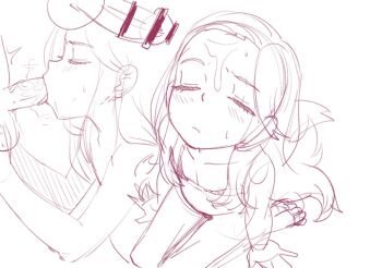 1girl 2025 bar_censor blush censored closed_eyes completely_nude cum cum_on_body diana_(pragmata) erection facial feet fellatio fellatio_gesture female flat_chest kneeling legs loli long_hair monochrome nude oral oversleeper penis pragmata sketch testicles thighs tongue