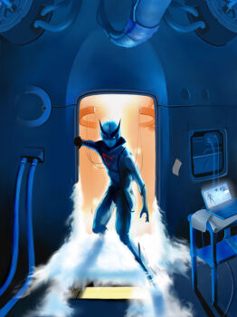 1boy android bodysuit casshern casshern_(series) closed_mouth graphite_(medium) green_eyes helmet looking_at_viewer male_focus robot_hunter_casshern simple_background solo takemaru08 traditional_media white_background white_bodysuit