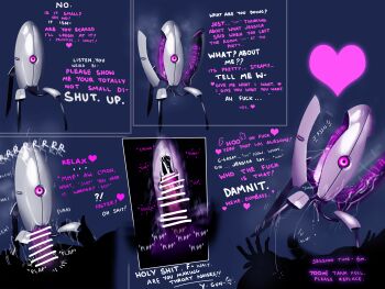 1boy 1other absurdres art_jaguar bar_censor censored commentary cum ejaculation english_commentary english_text heart highres machine penis portal_(series) projectile_cum robot sentry_turret_(portal) sex sex_machine