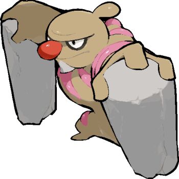 closed_mouth commentary_request conkeldurr full_body gen_5_pokemon holding kawaanago lowres muscular nintendo pillar pokemon pokemon_(creature) pokemon_focus red_nose solo standing transparent_background