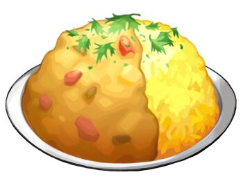 artist_request curry curry_rice food food_focus game_cg garnish herb nintendo no_humans official_art plate pokemon pokemon_swsh rice third-party_source transparent_background