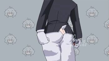 1girl animal_ears animated animated_gif ass butt_crack exocet_(exocet4) sharp_teeth tail teeth