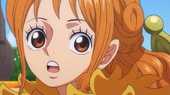 ;p alternate_costume alternate_hairstyle animated animated_gif blush braid brown_eyes capelet dojikko_pose fur-trimmed_capelet fur_trim looking_at_viewer nami_(one_piece) nami_(one_piece)_(elbaf) official_alternate_costume official_alternate_hairstyle one_eye_closed one_piece orange_hair sidelocks single_braided_sidelock smile tongue tongue_out wink yellow_capelet