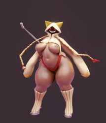 1girl 3d animated ass blazblue bouncing_breasts braid breasts buruma dark-skinned_female dark_skin female_focus honkcg hood huge_ass jumping large_breasts sharp_teeth solo tagme tail taokaka teeth thick_thighs thighs twin_braids video wide_hips