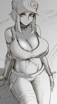 1girl breasts cleavage coco_(code_vein) code_vein hat large_breasts midriff tagme