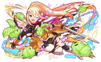 >_< 1girl 6+others anime_coloring armor armored_boots artist_request attack black_bodysuit black_collar black_dress black_eyes black_gloves blonde_hair blue_eyes blush bodysuit boots braid breasts cabbage collar corset crash_fever crown_braid darkness_(konosuba) dot_nose dress feathers floating_hair full_body game_cg gloves grey_footwear hair_between_eyes hair_ornament half_updo hexagon high_ponytail holding holding_sword holding_weapon honeycomb_(pattern) incoming_attack kono_subarashii_sekai_ni_shukufuku_wo! large_breasts leg_up light_particles long_dress long_hair long_sidelocks looking_at_viewer masochism multiple_others neck_ribbon number_print numbered official_art official_style open_mouth orange_wrist_cuffs outline outstretched_arms ponytail print_footwear red_outline red_ribbon ribbon sidelocks skirt smile solid_oval_eyes solo_focus sparkle spread_arms square square_print sword tachi-e third-party_source torn_bodysuit torn_clothes torn_dress transparent_background turtleneck weapon white_feathers wrist_cuffs x_hair_ornament yellow_corset