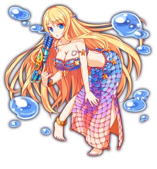 \n/ adapted_costume alternate_costume alternate_design amulet anime_coloring anklet aqua_nails aqua_pupils armlet artist_request bandeau bare_arms bare_shoulders barefoot beads blonde_hair blue_bandeau blue_eyes blue_outline breast_tattoo breasts bright_pupils clam_shell_ornament cleavage collarbone crash_fever dress fingernails full_body game_cg gold_anklet gold_necklace holding holding_water_gun jewelry large_breasts legs_apart long_dress long_hair long_sidelocks looking_at_viewer mermaid_(crash_fever) multicolored_dress nail_polish necklace number_tattoo numbered official_alternate_costume official_alternate_design official_art open_mouth outline parted_bangs red_outline shadow side_slit sidelocks solo square square_tattoo standing standing_on_one_leg star_ornament straight_hair tachi-e tattoo third-party_source toenails transparent_background very_long_hair very_long_sidelocks water_drop water_gun