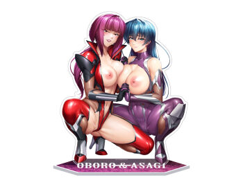 2girls breasts igawa_asagi kagami_hirotaka large_breasts long_hair multiple_girls oboro_(taimanin_asagi) taimanin_(series) taimanin_asagi