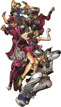 Rule 34 | absurdres, araki hirohiko, arms up, battle tendency, belt, butterfly tattoo, diamond wa kudakenai, eyewear on head, giorno giovanna, goggles, hat, headband, higashikata josuke (jojolion), highres, jacket, johnny joestar, jojo no kimyou na bouken, jojolion, jonathan joestar, joseph joestar, joseph joestar (young), kuujou jolyne, kuujou joutarou, lips, long hair, medium hair, nose, official alternate color, official art, peace symbol, phantom blood, pointing, pompadour, sailor, sailor hat, shoes, sneakers, star (symbol), stardust crusaders, steel ball run, stone ocean, striped clothes, tattoo, third-party edit, third-party source, transparent, transparent background, vento aureo, white hair