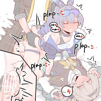 3girls absurdres bar_censor black_capelet black_coat black_gloves black_jacket blush capelet censored clenched_teeth closed_eyes coat commentary drooling english_commentary firefly_(honkai:_star_rail) futa_with_female futanari gloves goggles goggles_on_head gradient-tinted_eyewear gradient_hair green_hair grey_eyes grey_hair group_sex highres honkai:_star_rail honkai_(series) jacket motion_blur multicolored_hair multiple_girls neckerchief open_clothes open_coat open_mouth paid_reward_available physisyoon pointless_censoring sandwiched shirt silver_wolf_(honkai:_star_rail) single_strap spoken_blush stelle_(honkai:_star_rail) teeth thigh_strap threesome tinted_eyewear trailblazer_(honkai:_star_rail) vaginal variant_set white_shirt yellow_neckerchief