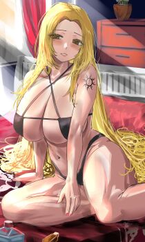 1girl bikini blonde_hair breasts cleavage large_breasts long_hair melissa_crossland mole mole_under_eye swimsuit tatakau_ni_atai_suru
