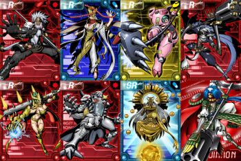 cho-hakkaimon club_(weapon) digimon digimon_(creature) electricity fire ginkakumon gokuwmon hammer headgear horns journey_to_the_west kappa kinkakumon monk monkey official_art pig sagomon sanzomon scroll shakamon shawujinmon weapon