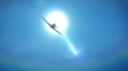 1boy animated anime_screenshot battle cockpit desert ki-43_hayabusa ki-44_shouki kouya_no_kotobuki_hikoutai leona_(kouya_no_kotobuki_hikoutai) mountain plane pov tagme video