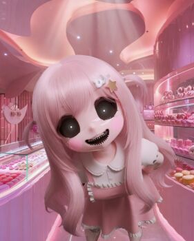 animatronic candy candy_store child dress food lollipop non-web_source original pink_hair possessed robot shop
