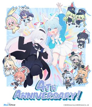 Rule 34 | 6+girls, absurdres, arona (blue archive), black choker, black coat, black hairband, black pantyhose, black serafuku, black skirt, blue archive, blue eyes, blue hair, blue serafuku, blush, bow hairband, braid, chibi, choker, coat, colored inner hair, crop top, hair over one eye, hairband, halo, highres, hikari (blue archive), kisaki (blue archive), koyuki (blue archive), koyuki (pajamas) (blue archive), long hair, looking at viewer, mari (blue archive), mari (idol) (blue archive), mine (blue archive), mine (idol) (blue archive), miniskirt, multicolored hair, multiple girls, neckerchief, neru (blue archive), neru (school uniform) (blue archive), nozomi (blue archive), official art, one eye closed, open mouth, pantyhose, pink hair, plana (blue archive), red halo, ribbon, sailor collar, sakurako (blue archive), sakurako (idol) (blue archive), school uniform, seia (blue archive), serafuku, short hair, single braid, skirt, white choker, white hair, white hairband, white neckerchief, white ribbon, white sailor collar, white skirt, yuuka (blue archive), yuuka (pajamas) (blue archive)