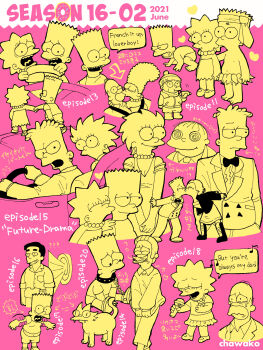 2022 20th_century_fox aged_up artist_name bald bare_legs barefoot bart_simpson car cat chawako_(spchawanmushi) child collar colored_skin dress driving english_text facial_hair feet feral_child formal_clothes glasses highres homer_simpson hug jacket leaf_skirt legs lisa_simpson long_hair marge_simpson microphone motor_vehicle music mustache necktie ned_flanders nude ralph_wiggum shirt shorts shota singing sitting snowball_ii_(the_simpsons) spiked_hair suit suit_jacket tears the_simpsons wild year yellow_skin