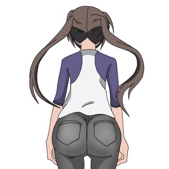 Rule 34 | 1girl, absurdres, ass, brown hair, denim, from behind, highres, long hair, minami-ke, minami kana, nyuco, pants, shirt, solo, tight clothes, tight pants, twintails, very long hair
