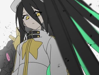 1girl beret black_hair cosplay etrian_odyssey hair_between_eyes hat long_hair long_hair_between_eyes manhattan_cafe_(umamusume) official_alternate_color remase2642 robe sekaiju_no_meikyuu sekaiju_no_meikyuu_3 solo star_(symbol) umamusume white_hat white_robe yellow_eyes zodiac_(sekaiju) zodiac_(sekaiju)_(cosplay) zodiac_2_(sekaiju)