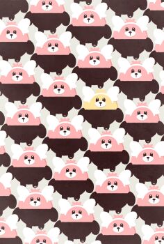 alternate_color animal_focus bewear black_eyes chibi ekm full_body gen_7_pokemon grey_background highres looking_at_viewer nintendo no_humans odd_one_out pokemon pokemon_(creature) shiny_and_normal shiny_pokemon simple_background standing straight-on