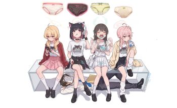 ai-generated airi_(band)_(blue_archive) airi_(blue_archive) blue_archive kazusa_(band)_(blue_archive) kazusa_(blue_archive) natsu_(band)_(blue_archive) natsu_(blue_archive) panties pants sensei_(blue_archive) underwear yoshimi_(band)_(blue_archive) yoshimi_(blue_archive)