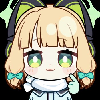 1girl ^_^ animal_ear_headphones animal_ears animated animated_gif aqua_jacket blonde_hair blue_archive blunt_bangs blunt_ends blush_stickers bow bright_pupils cat_ear_headphones cat_ears chunye_haruya closed_eyes closing_eyes comedic_sweatdrop commission disembodied_hand dot_nose fake_animal_ears gloves green_bow green_eyes green_gloves green_halo hair_bow halo headphones index_finger_raised jacket looking_at_viewer low-tied_sidelocks lowres midori_(blue_archive) midori_(winter)_(blue_archive) missing_commentary nervous_smile official_alternate_costume parted_lips scarf second-party_source short_hair sidelocks simple_background smile solo text_print transparent_background upper_body white_mouth white_pupils white_scarf winter_clothes