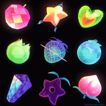 Rule 34 | animated, animated gif, apple, artist name, berry, berry (pokemon), black background, bobacupcake, copyright request, final fantasy, final fantasy xiv, food, food focus, fruit, glitter, glowing, grapes, object focus, peach, simple background, spinning, stardew valley, stardrop (stardew valley), starfruit, strawberry
