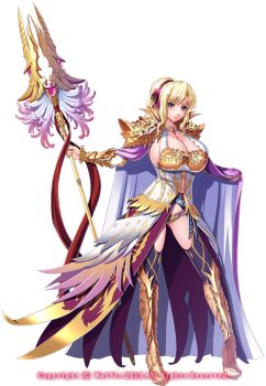 Rule 34 | armor, blonde hair, breasts, estoria (kyonyuu fantasy), huge breasts, kyonyuu fantasy, kyonyuu fantasy gaiden 2, large breasts, ponytail, standing, wand