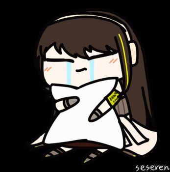 1girl animated animated_gif crying girls&#039;_frontline lowres m4a1_(girls&#039;_frontline) hugging_object pillow pillow_hug seseren tears