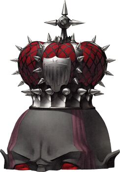 Rule 34 | 1boy, absurdres, alciel (megami tensei), bald, black skin, colored sclera, colored skin, crown, demon (megami tensei), highres, kazuma kaneko, official art, pointy ears, red sclera, shin megami tensei, shin megami tensei iii: nocturne, simple background, solo, spiked crown, third-party source, transparent background