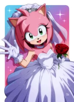 1990s_(style) 1girl alternate_costume amy_rose animal_ears animal_nose animated arm_up artist_name bare_shoulders blush body_fur border breasts bridal_veil bride choker cleavage collarbone dress drop_shadow female_focus flower furry furry_female gloves gradient_background gravydood green_eyes hand_up happy holding holding_flower light_blush long_dress looking_at_viewer making-of open_mouth outside_border pink_background pink_fur pink_hair red_flower red_rose retro_artstyle rose short_hair sidelocks signature simple_background small_breasts smile solo sonic_(series) sparkle standing strapless strapless_dress tagme veil video waving wedding_dress white_border white_choker white_dress white_gloves white_veil