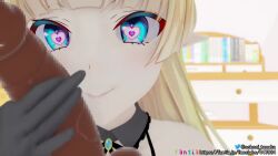 1boy 1girl animated audible_music black_gloves blonde_hair blue_eyes censored clothed_female_nude_male elf elf_no_radral erection gloves hairband handjob heart heart-shaped_pupils hetero indoors looking_at_penis mosaic_censoring nude one_eye_closed oral original penis penis_on_face pointy_ears pov precum precum_string radral smile sokoni_tanaka sound symbol-shaped_pupils testicle_sucking testicles video wink