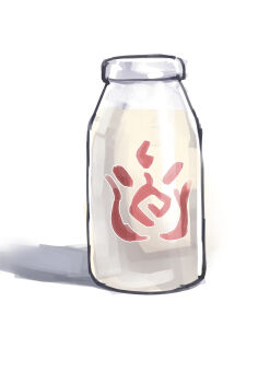 absurdres bottle food highres hololive leeshin0919 milk milk_bottle nakiri_ayame no_humans shadow simple_background virtual_youtuber what