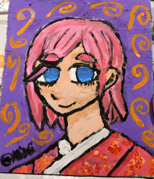 Rule 34 | highres, isekai shikkaku, painting (medium), sacchan (isekai shikkaku), tagme, traditional media, wooden plate