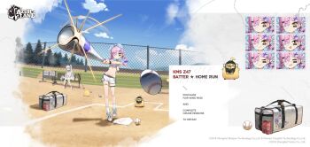 2girls :o azur_lane baby_animal bag ball bandaid bandaid_on_knee bandaid_on_leg bandaids_on_nipples baseball baseball_bat bench bird blue_sky blush bow bra bra_peek braid breasts chain-link_fence chick choker closed_eyes closed_mouth cloud cloudy_sky commentary crop_top crop_top_overhang cross cross_hair_ornament cross_pasties day duffel_bag earrings english_commentary expressionless eyepatch fence full_body grass grey_hair hair_between_eyes hair_bow hair_ornament hairclip highres holding holding_baseball_bat jewelry logo long_hair low_twintails manjuu_(azur_lane) midriff multicolored_hair multiple_expressions multiple_girls navel official_alternate_costume official_art orange_eyes outdoors pasties pink_hair prinz_eugen_(azur_lane) romana shadow shirt shoes short_shorts shorts sidelocks sitting sky sleeveless sleeveless_shirt small_breasts sneakers socks sports_bra sportswear standing sticker sticker_on_face stomach streaked_hair thigh_strap thighs towel tree triangle_mouth twin_braids twintails two-tone_hair underboob underwear v-shaped_eyebrows very_long_hair white_hair white_shirt white_shorts white_socks white_sports_bra wristband x_hair_ornament yellow_eyes z47_(azur_lane) z47_(batter_home_run)_(azur_lane)