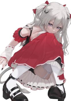 Rule 34 | 1girl, animal ears, black nails, black shoes, breasts, closed mouth, commentary request, double-parted bangs, dress, edge ill, fingernails, full body, garter straps, grey eyes, grey hair, hair between eyes, highres, hololive, lion ears, lion girl, lion tail, long hair, looking at viewer, nail polish, red dress, shishiro botan, shoes, short sleeves, sidelocks, simple background, solo, tail, thighhighs, two side up, virtual youtuber, white background, white thighhighs