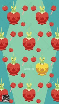 Rule 34 | alternate color, apple, candy apple, dipplin, dragon, food, fruit, highres, hydra, meme (sleepsheep), nintendo, no humans, pokemon, pokemon (creature), pokemon focus, shiny pokemon, stalk eyes, worm, wyrm