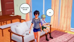 1girl 2boys 3d against_wall ahegao animated bathroom black_hair blonde_hair blush breasts cheating_(relationship) controller game_controller glasses heart heart-shaped_pupils hetero highres humping japs8005 koikatsu_(medium) koikatu large_breasts large_penis large_testicles mother_and_son motherly_netorare multiple_boys naked_towel netorare nipples nude penis sex steam symbol-shaped_pupils tan testicles tongue tongue_out towel vaginal video