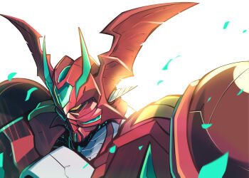 absurdres drill from_side getter_arc getter_robo getter_robo_arc head_wings highres jojo_(qiu_bowen) looking_down mecha mecha_focus no_humans portrait robot solo super_robot white_background wings yellow_eyes