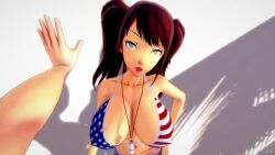 3d american_flag american_flag_bikini american_flag_print animated bikini flag flag_print flag_print_bikini grabbing_another&#039;s_breast grabbing_from_behind groping koikatsu_(medium) kujikawa_rise paizuri penis persona persona_4 pointyaux print_bikini slideshow_animation sound succubaeva swimsuit tagme taplewds vaginal video whistle whistle_around_neck