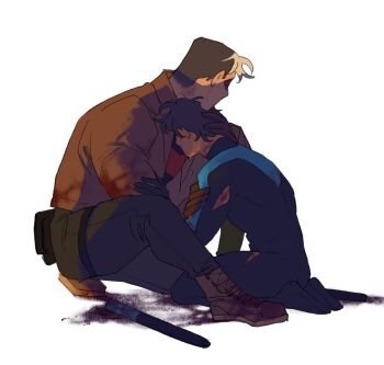 2boys bat_signal batman_(series) batman_symbol black_bodysuit black_gloves black_hair bodysuit brown_jacket dc_comics dick_grayson escrima_sticks gloves grey_bodysuit highres jacket jason_todd male_focus mammutblog multicolored_bodysuit multiple_boys muscular muscular_male nightwing open_clothes pants red_hood_(dc) red_hood_and_the_outlaws short_hair simple_background superhero_costume taut_bodysuit two-tone_bodysuit