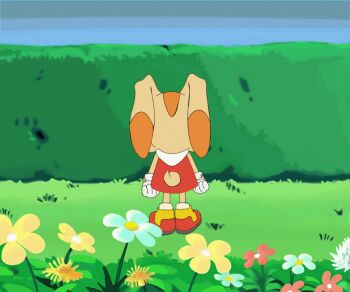 1girl animated animated_gif arevix123 brown_eyes clothes_lift cream_the_rabbit furry loli nipples outdoors panties skirt skirt_lift sonic_(series) underwear undressing