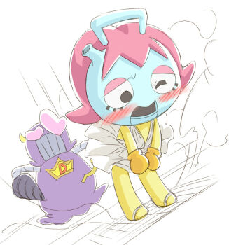 1boy 1girl alien black_eyes blue_skirt blush brown_sandals cosplay desdar dobin-chan dress drill drill_hand embarrassed flat_chest gloves grate heart heart-shaped_pupils hook_hand loli looking_down marilyn_monroe marilyn_monroe_(cosplay) open_mouth pink_hair real_life robby_to_kerobby robot sandals short_hair skirt sleeveless sleeveless_dress standing sweat symbol-shaped_pupils white_dress wind wind_lift yamanokonza yellow_gloves yellow_skirt