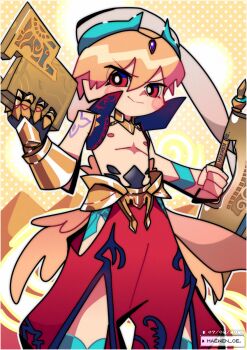 Rule 34 | 1boy, armor, bare pectorals, blonde hair, chibi, crossover, fate/grand order, fate (series), gilgamesh, gilgamesh (caster) (fate), gilgamesh (fate), gold armor, gold necklace, highres, jewelry, maewenmitzuki, necklace, panty &amp; stocking with garterbelt, pectorals, red eyes, tattoo