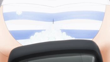 1girl 2010s animated animated_gif ass ass_shake bakuon!! bikini blonde_hair close-up motor_vehicle motorcycle soap solo striped_bikini striped_clothes suzunoki_rin swimsuit tsurime