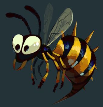 Rule 34 | antennae, bug, commentary, donkey kong (series), donkey kong country, english commentary, grey background, insect wings, ixurcafe, looking ahead, mandibles, multiple legs, nintendo, simple background, stinger, wasp, wings, zinger (donkey kong)