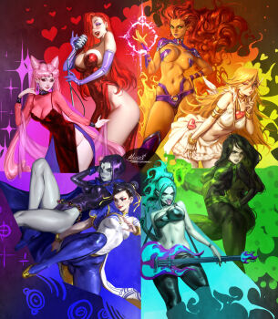6+girls aged_up ahoge aleriia_v arched_back armlet artist_name bare_shoulders bishoujo_senshi_sailor_moon bishoujo_senshi_sailor_moon_r black_bodysuit black_gloves black_lady_(sailor_moon) black_nails blonde_hair blue_bodysuit blue_hair blunt_ends bodysuit bracelet breasts brown_eyes brown_hair capcom chibi_usa chinese_clothes choker chun-li cleavage color_wheel color_wheel_challenge colored_skin commentary cone_hair_bun crescent crescent_facial_mark crossover crystal_earrings danny_phantom dc_comics double_bun dress earrings elbow_gloves ember_mclain english_commentary eyeshadow facial_mark fiery_hair fire flaming_hand forehead_jewel forehead_mark gloves goth_fashion green_bodysuit green_eyes green_fire grey_skin guitar hair_bun hand_on_own_hip heart highres holding holding_instrument instrument jessica_rabbit jewelry kim_possible_(series) large_breasts leg_up leotard lipstick long_hair long_sleeves looking_at_viewer magic makeup medium_breasts messy_hair microphone_stand multicolored_bodysuit multiple_crossover multiple_drawing_challenge multiple_girls navel no_panties one_eye_closed orange_hair orange_skin panty_&amp;_stocking_with_garterbelt panty_(psg) patreon_username pelvic_curtain pink_hair ponytail puckered_lips purple_gloves purple_hair purple_leotard pyrokinesis raven_(dc) red_dress red_eyes red_hair red_lips ribbon shego short_hair side_slit sideways_glance single_elbow_glove skin_tight sleeved_leotard smile starfire strapless strapless_dress street_fighter street_fighter_zero_(series) teen_titans teeth thighs tongue tongue_out twintails two-tone_bodysuit upper_teeth_only very_long_hair white_dress white_gloves who_framed_roger_rabbit yellow_ribbon