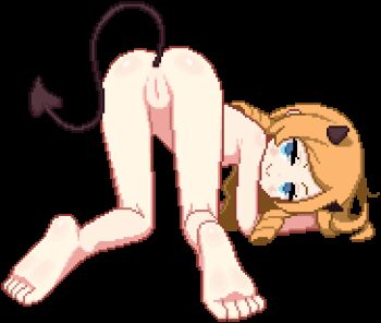 1girl all_fours ami_(ammy33) anal_beads anal_tail animated ass black_horns blonde_hair blue_hair butt_plug closed_mouth completely_nude demon_horns demon_tail doctor_magus doctor_magus_4 drill_hair drill_sidelocks etrian_odyssey fake_horns fake_tail from_behind horns loli long_hair looking_at_viewer looping_animation nude pixel_art presenting pussy sekaiju_no_meikyuu sekaiju_no_meikyuu_2 sidelocks smile solo tail