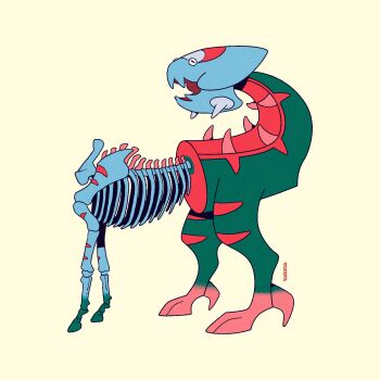 alternate_form artist_request closed_eyes dracovish full_body gen_8_pokemon highres meme nintendo no_humans open_mouth original_form_pokemon_(meme) parody pokemon pokemon_(creature) simple_background solo standing what